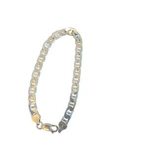 Sterling Silver mariner link chain Bracelet‎ 925 Italy  Elegant Jewelry Piece 8"